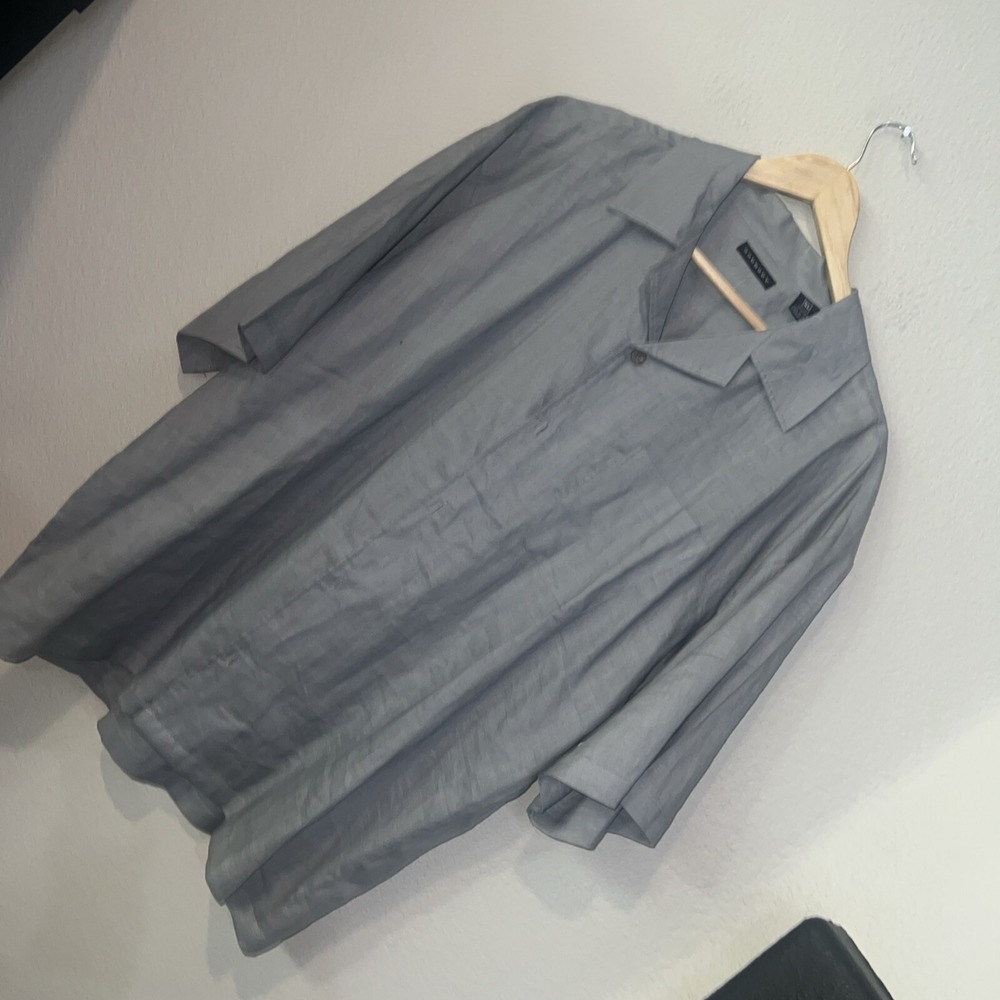 Godbody Collection GRAY 100% Linen Short Sleeve Shirt XL 53" Chest